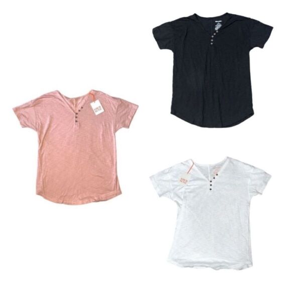 Knox Rose Classic Relaxed Fit Tees Bundle White Black & Rose Pink (3 Shirts) - Picture 1 of 8